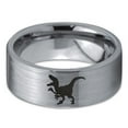 thumbnail image 2 of Tungsten Dinosaur Velociraptor Band Ring 8mm Men Women Comfort Fit Gray Flat Cut Brushed Polished, 2 of 4