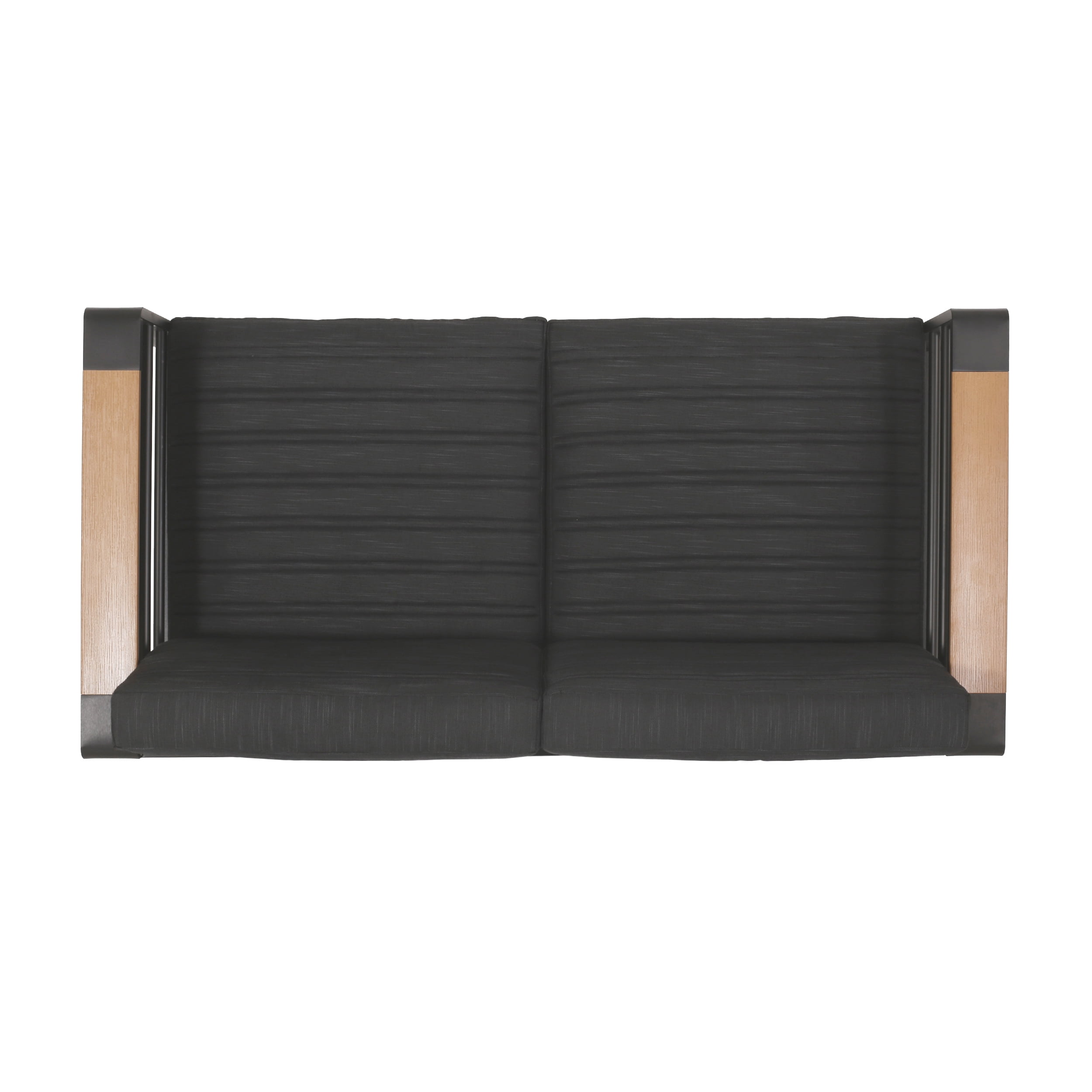 Outdoor Double Seat Sofa, Aluminum Frame Leisure Couch for Patio Garden, Black