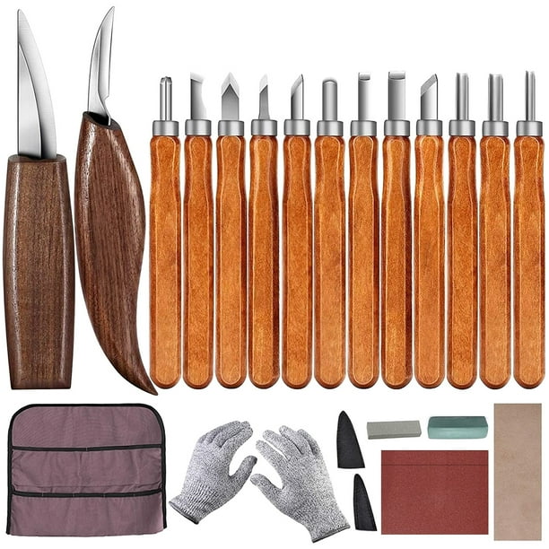 Juego Completo De Herramientas De Tallado De Madera De 23 Uds., Kit Completo De Herramientas De Grabado De Madera Con Cortador De Virutas, Cortador De Detalles De Fragmentos, Herramienta De Grabado D