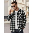 thumbnail image 3 of OALUXE Men's Plaid Button Down Shirts Cotton Long Sleeve Shirts with Pocket, 3 of 7