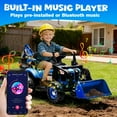 thumbnail image 4 of 4-in-1 24V Kids Ride On Electric Tractor Toy with Construction Attachments (Excavator, Dump Truck & Bulldozer) with Remote Control, 3 Speed Adjustable, Built-in Music Player, LED Light, Blue, 4 of 9