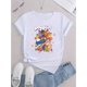 thumbnail image 2 of All-Season Comfort Short Sleeve Women's Fashion Casual T-Shirt, Cute Cartoon Letter Print, Round Neck, Knitted Cotton, Summer Top, Ladies Leisure Sportswear, 2 of 6