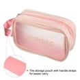 thumbnail image 4 of Uxcell 4.7"x8.3"x2.8" Clear Toiletry Bag Makeup Bags with Zipper Handle Pink, 4 of 5