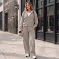 thumbnail image 6 of SUNBS Women's Sweatsuits 2 Piece Outfits for Women Two Way Zipper Jacket Hoodies Fall Oversized Loungewear Sets with Wide Baggy Leg Sweatpants with Pockets, 6 of 9