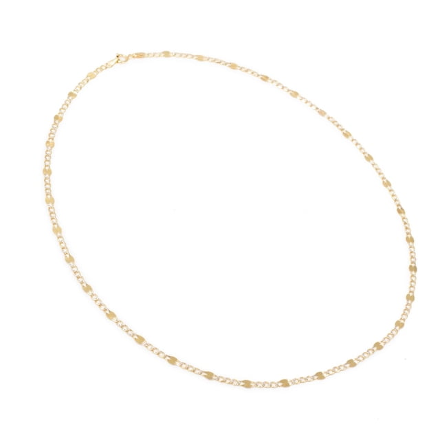 Cadena Figaro 3x1 Fina Bitono 2.5mm Unisex 50cm Oro Italiano Solido 10k Ametrinaa