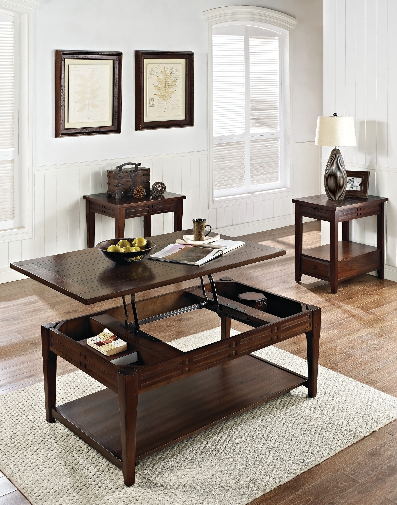 Steve Silver Crestline Transitional Indoor with Drawer Rectangle 26" Height End Table, Brown