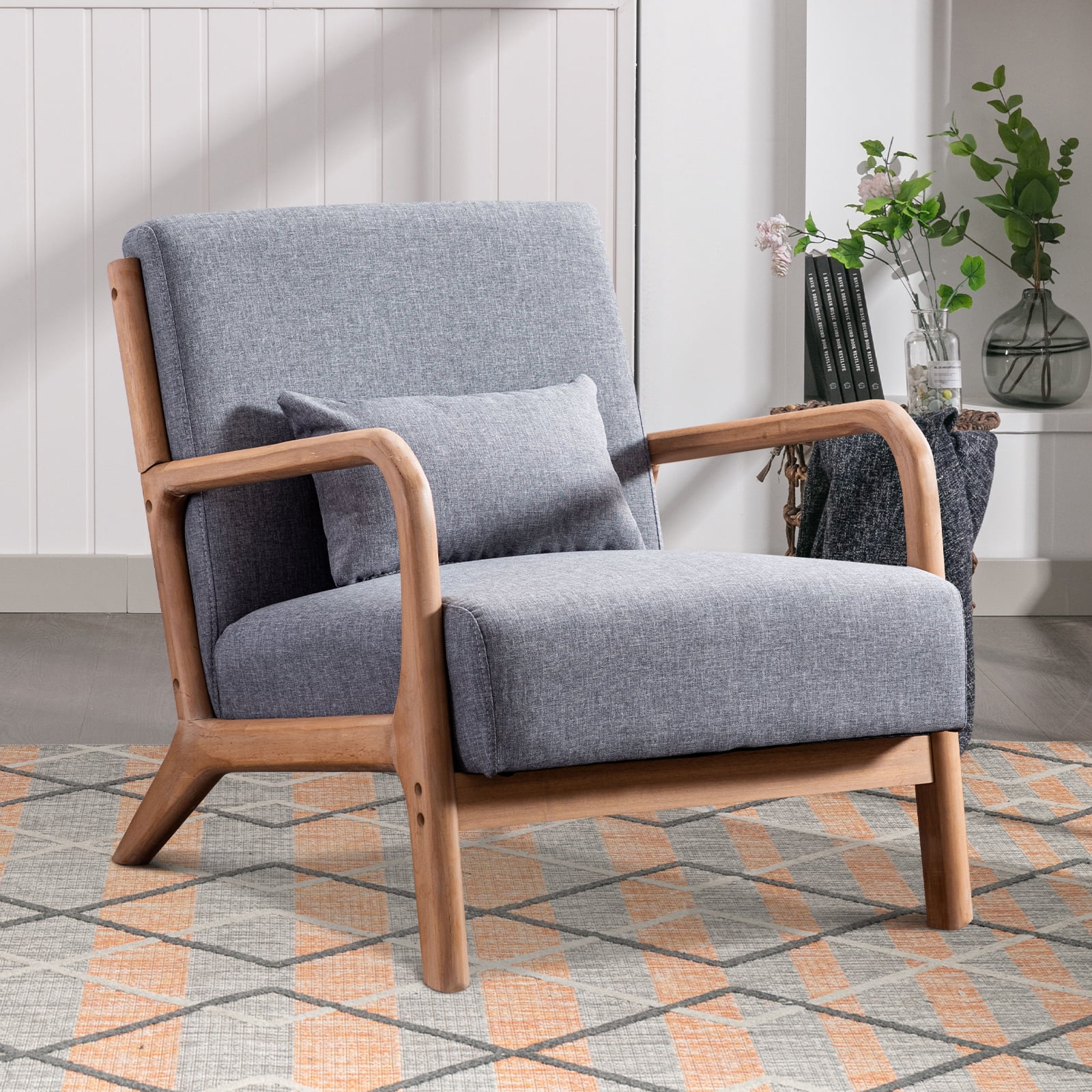 Bonzy Home Mid Century Modern Accent Chairs, Set of 2, Gray