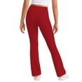 thumbnail image 7 of Lenpel Girls' Flare Leggings Children Soft High Waisted Pull on Lounge Yoga Pants Casual Activewear Dance Pants(Red,2-3 Years), 7 of 7