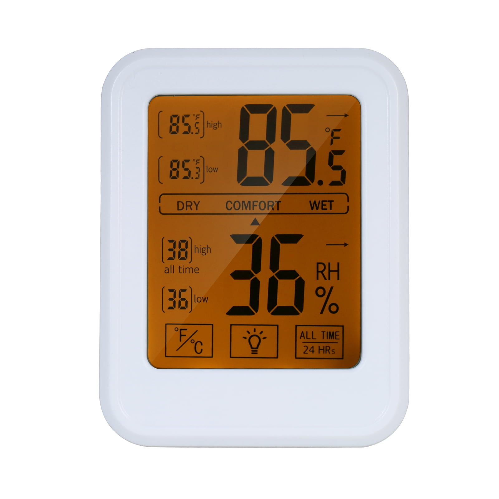 Tree-on-Life Round LCD Touchscreen Indoor Temperature Hygrometer Weather Station Digital Backlight Touch Screen Time Clock Thermometer
