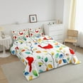thumbnail image 3 of Cardinal Bird Queen Comforter Set Boho Floral Bedding Set, Colorful Leaves Bedding Comforter Sets Abstract Watercolor Plant Duvet Set, Wild Animal Quilted Comforter, 3 of 6