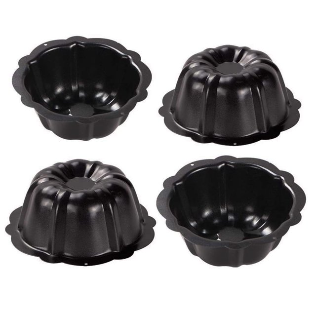 MGGi 4 Pack Mini Pie Pans, 5 inch Carbon Steel Reusable Nonstick Small Pie Plate Baking Dish, 8oz Ruffled Edge Individual Round Bakeware for Toaster Oven Air Fryer Insta Pot, for Cakes Tart Desserts