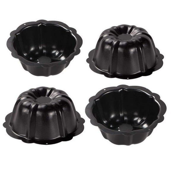 MGGi Lot de 4 Mini Moules à Tarte, Plat à Tarte Réutilisable en Acier au Carbone de 5 Pouces, Plat de Cuisson Antiadhésif, 8oz Bord Volanté pour Four Grille-Pain Friteuse à Air Chaud Insta Pot, pour Gâteaux Tartes Desserts