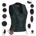 thumbnail image 3 of Daniel Smart Women’s Faux Leather Motorcycle Vest – V-Neck Biker Vest with Side Lacing, Smart Pockets & Vintage Snap Front, 3 of 4