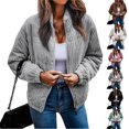 thumbnail image 3 of Mujer Invierno Chaqueta De Manga Larga Moda Otoño Invierno Cálido Color Puro Cremallera Frente Abierto Outwear Abrigo Gris L, 3 of 5
