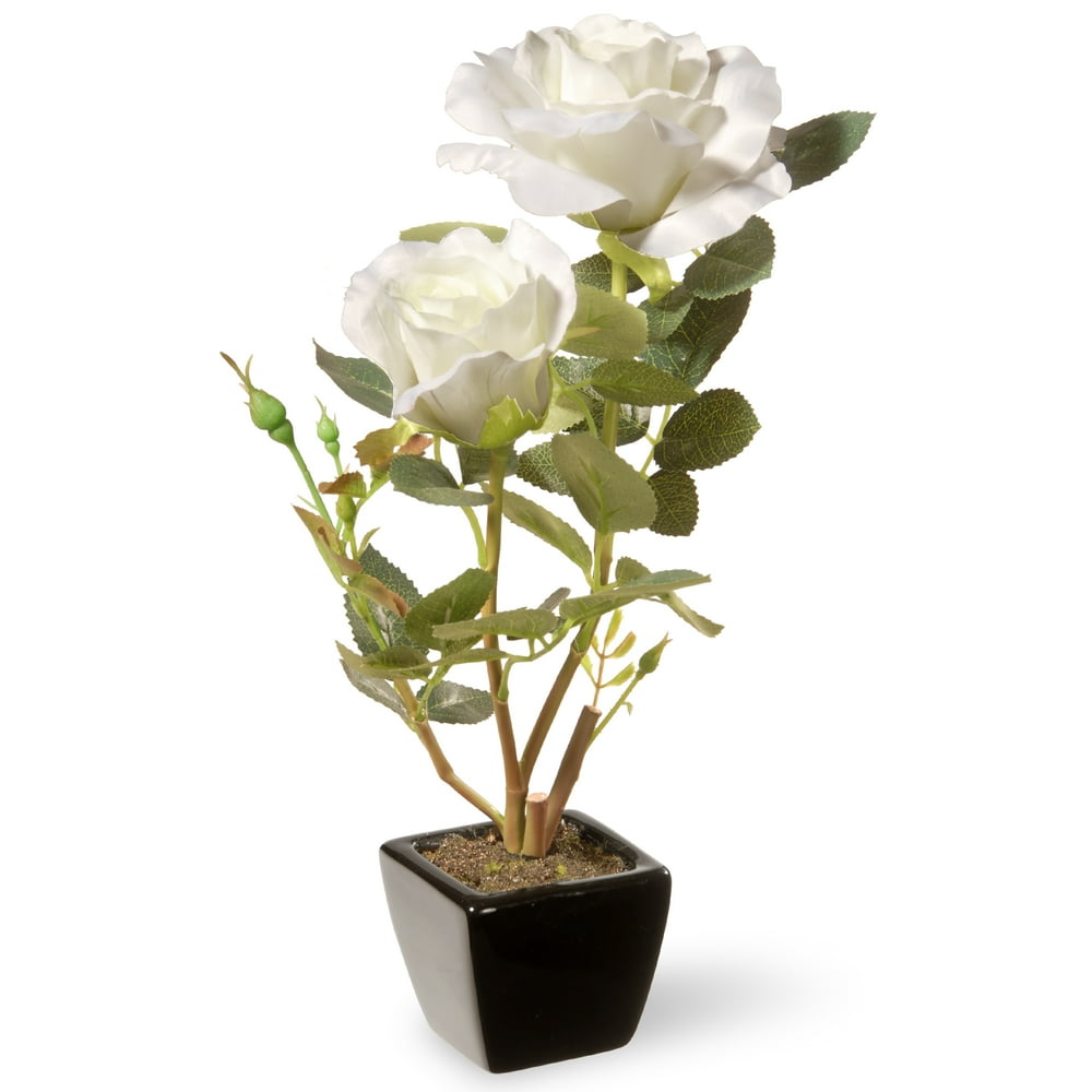 National Tree Artificial 12.5" White Rose Flower