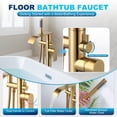 thumbnail image 6 of Wowow Single-Handle Freestanding Tub Faucet with Handshower and Waterfall Spout in Gold, 6 of 8