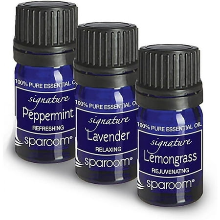 SpaRoom 100% Therapeutic Grade Essential Oil Everyday Sensory 3-Pack Lavender/Lemongrass/Peppermint, 10ml