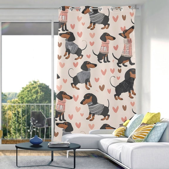 Blackout Curtains Window Curtain for Bedroom Living Room 1 Panel 82"x42" Cute Dachshunds Dog in Clothes
