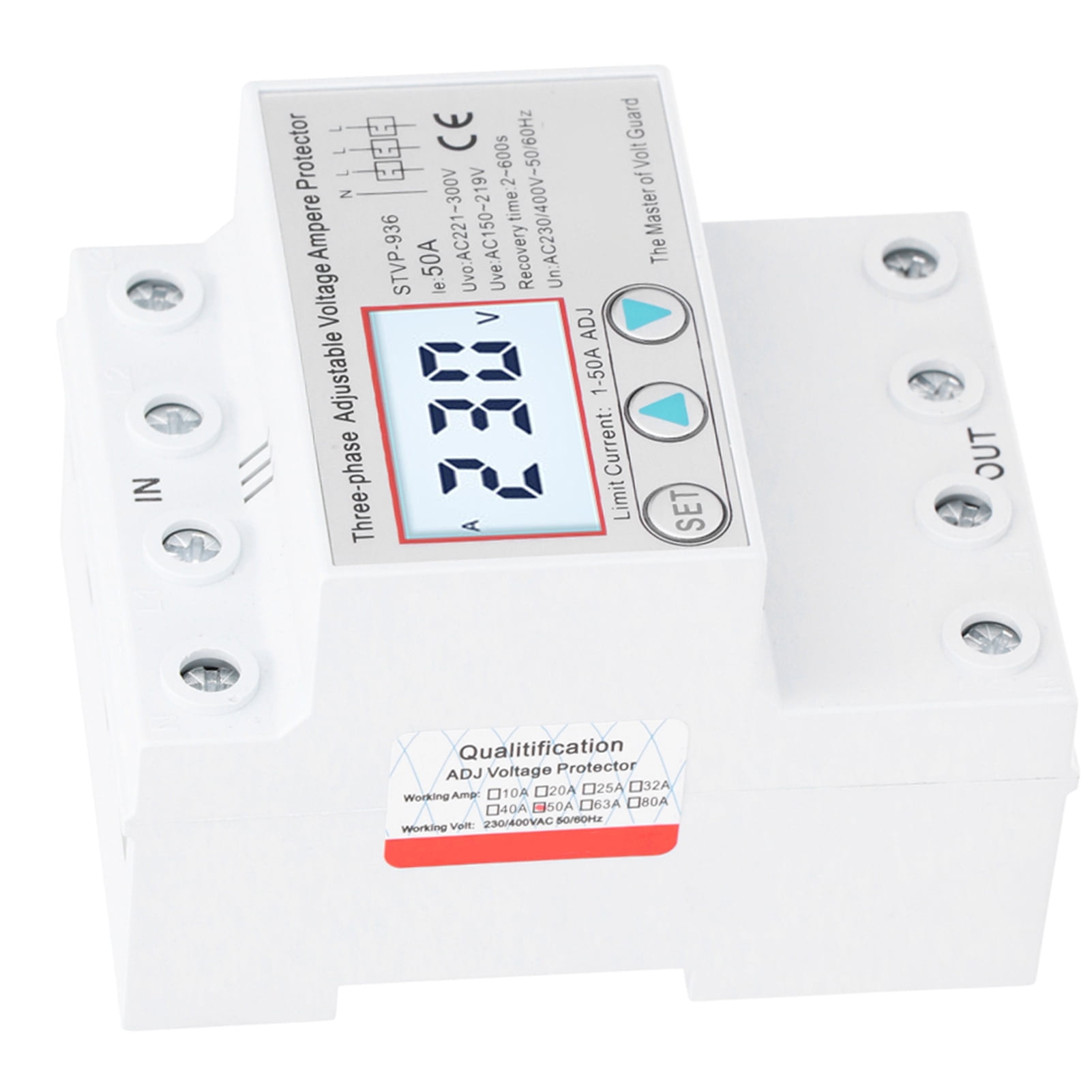 Protettore Di Tensione STVP-932 Trifase - Sovratensione/Sottotensione, LCD, 80A, Ripristino Automatico - Foto 11