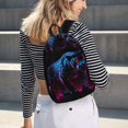 thumbnail image 5 of Disketp Futuristic Purple Panther print Canvas Backpack Lightweight Travel Daypack Student Rucksack Laptop Backpack-Small, 5 of 5