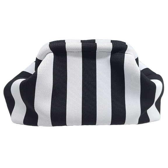 Yucurem Women Knitted Clutch Purse Small Stripe Purse Woven Bag (Black White Pinstripe) Clutch bag (A)