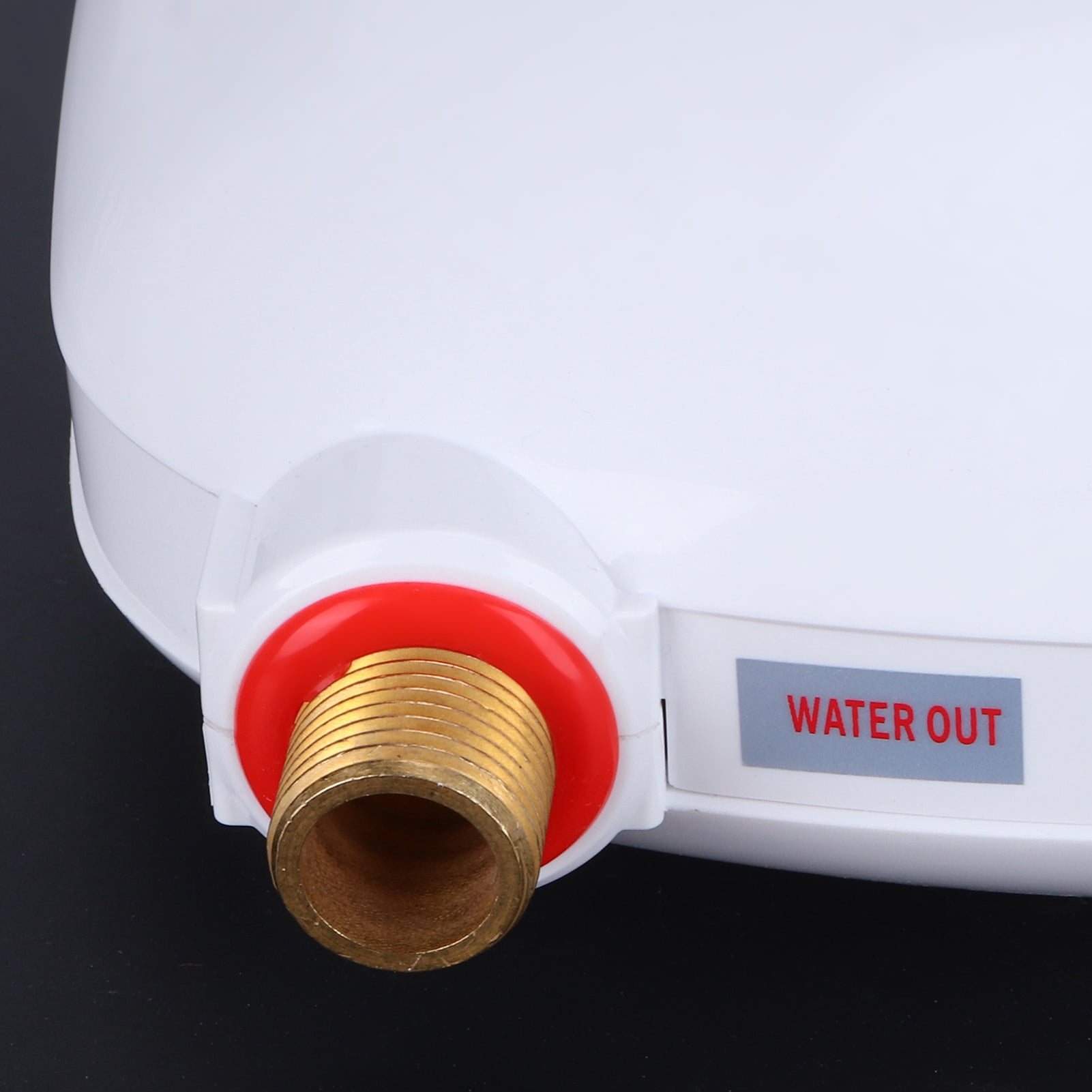 Riousery Mini Tankless Hot Water Heater Electric Fixed Frequency Appliance for Bathroom Shower Kitchen Fast Heating 3000W 110V US Plug Stainless Steel White Compact Design 11.4 inches / 29 cm