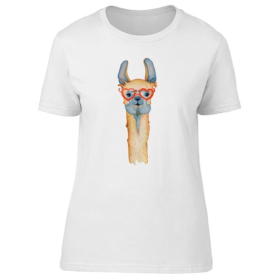 Cute Lama In Red Glasses T-Shirt Women -Image by Shutterstock, Female Small
