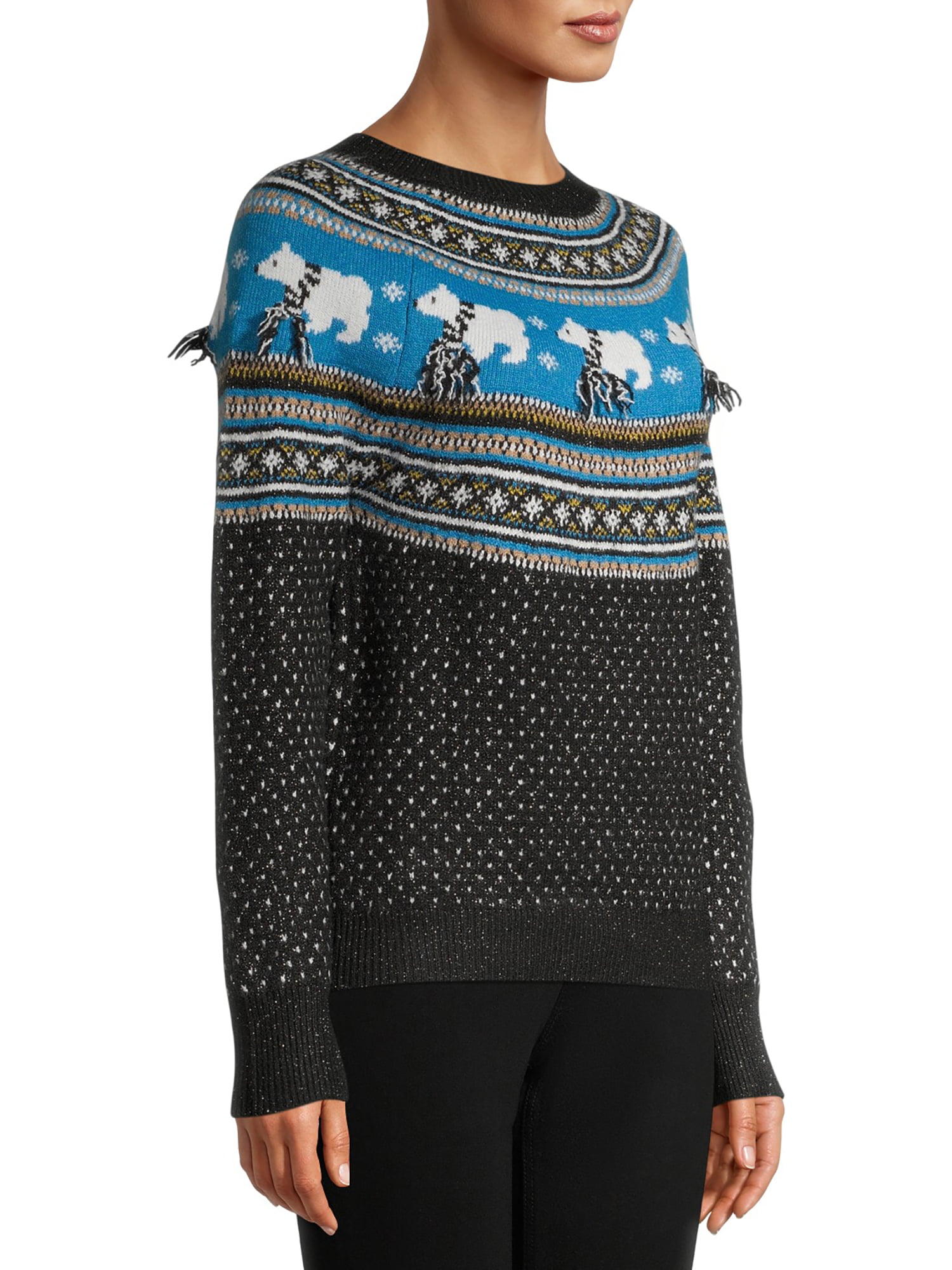 Details about   Christmas Sweater Green & Red Geometric Fair Isle Holidays Pullover Women's Jrs