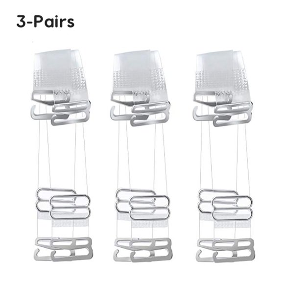 3 Pairs Clear Bra Straps, Stainless Steel Hook Multiple Width Support, Transparent Removable Invisible Replacement Bra Shoulder Straps