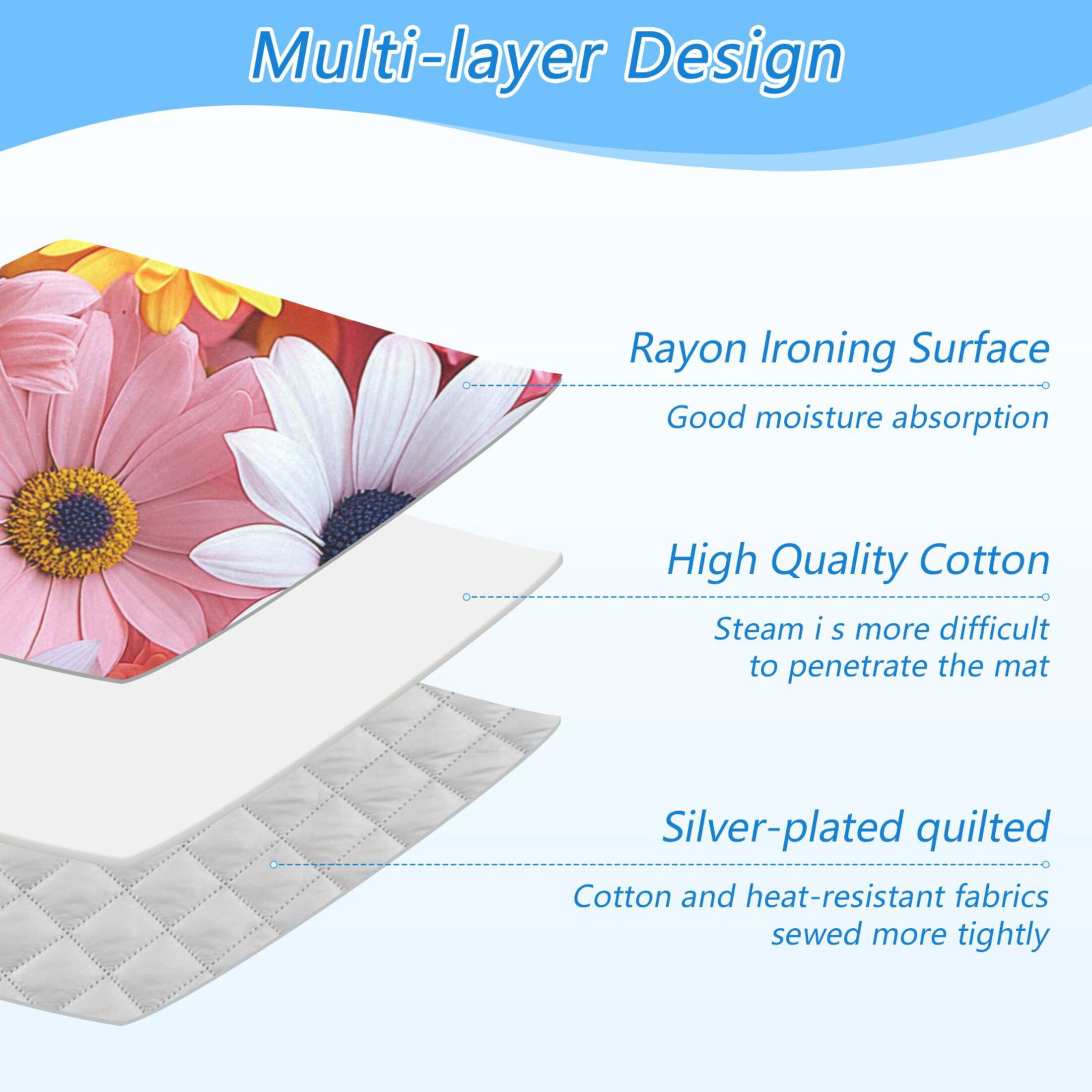 Colorful Daisies Ironing Mat Blanket for Table Top Travel Portable Ironing Board Pad 47.2x27.6 Inch