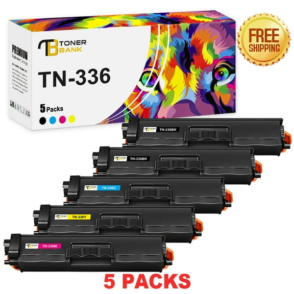 Toner Bank Compatible Toner Cartridge Replacement for Brother TN 336 TN-336BK TN-336C TN-336M TN-336Y High Yield (2x Black, Cyan, Magenta, Yellow, 5-Pack)