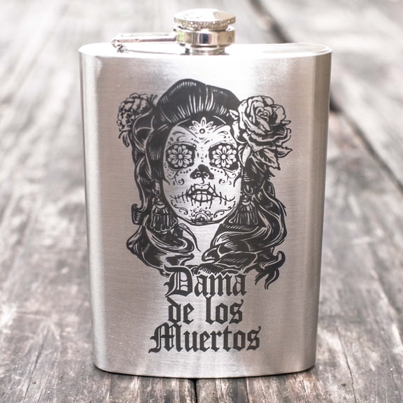 8oz Dama De Los Muertos Flask L1