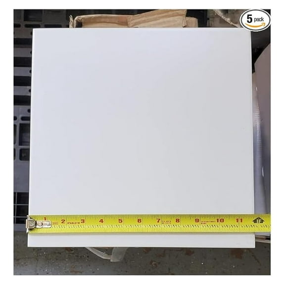 Daltile 12x12 White Ceramic Tile, Non-Glossy, Square Edge, Interlocking, Solid Pattern for Wall/Floor Use (5 Piece)