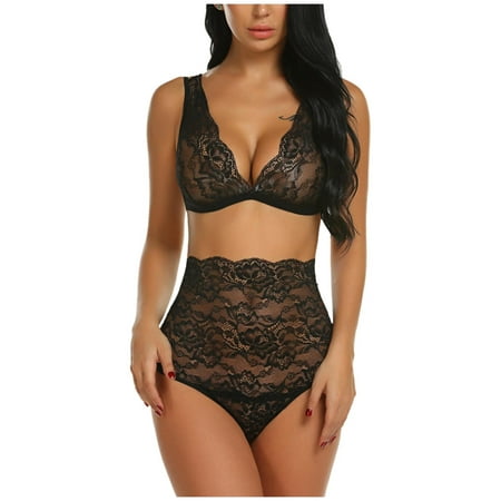 Avidlove Sexy Lingerie for Women High Waist Bra and Panty Set Strappy Bodysuit