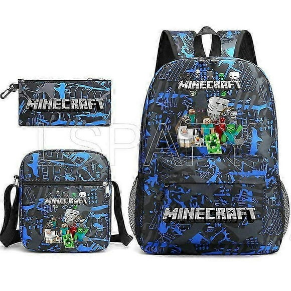 3pcs Minecraft Backpack Cartoon Children Boys Girls School Bags Lightweight Students Waterproof Large Capacity Backpack