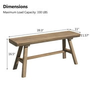 39 Farmhouse Solid Wood Dining Bench, Narrow Entryway Bench Seating for Living Room Bedroom Indoor