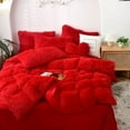 thumbnail image 6 of MorroMorn 5 PCS Shaggy Duvet Cover Bedding Set - Fluffy Comforter Cover Long Faux Fur Luxury Ultra Soft Cozy (Red, King/California King), 6 of 6