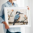 thumbnail image 2 of A Kingfisher Mosaic Digital Artwork - Woodblock Bird Wildlife Modern Art Abstract Nature White Framed Wall Art Print 12 x 18 inches, 2 of 4