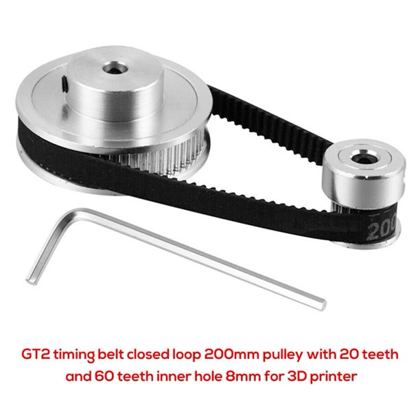 GT2 timing belt closed loop 200mm pulley 20 teeth and 60 teeth inner