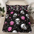 thumbnail image 2 of Manfei Hippie Sugar Skull Full Size Sheets, Pink Flower Bed Sheets, Happy Halloween Sheet Sets, Breathable Home Decor 4-Piece, 2 of 7