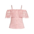 thumbnail image 3 of No Boundaries Juniors Button Front Off The Shoulder Top, 3 of 5