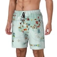 thumbnail image 2 of Uemuo World Travel Map Pattern Mens Swim Trunks Quick Dry Board Shorts with Mesh Lining, Stretch Beach Shorts Quick Dry No-Chafing Board Shorts-, 2 of 9