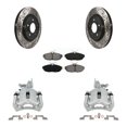 thumbnail image 1 of Transit Auto Rear Disc Brake Coated Caliper Drilled Slotted Rotors and Semi-Metallic Pads Kit for Car Ford Mustang KCD-100634S, 1 of 11