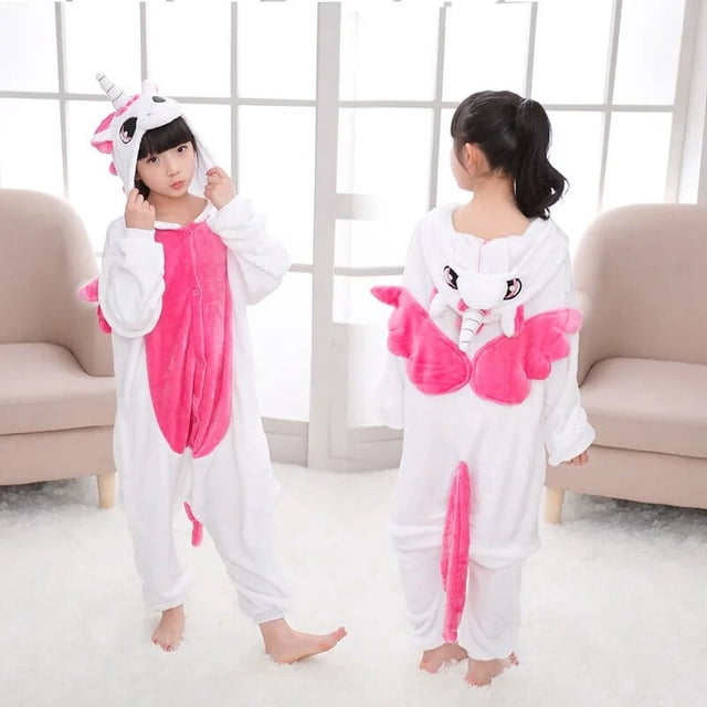 Pijama Kigurumi de lana, mono con capucha de una pieza, mono de unicornio para niño, pijamas de invierno para niños, ropa de dormir, pijamas de Navidad y Halloween