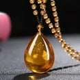 thumbnail image 5 of EOEMY Chinese Beeswax Sweater Necklace Water Plant Leaves Amber Pendant Jewelry Chain-A, 5 of 8