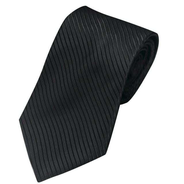 Black Mens Solid Color Polyester Necktie For Business And Casual Occasions Fashion Hand Tie Free Size Black 3.15 Inches Width 57.09 Inches Length