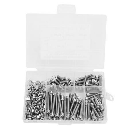 

YUMILI 200 Piece Hex Bolt Nut Assortment Kit M4 304 Stainless Steel Industrial Fixing Kit