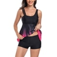 thumbnail image 4 of SWSMCLT Women's Modest Bathing Suit Padded Boyleg Summer Slimming Swimming Strappy Tankini Swimsuit Beach Rouge Noir Medium, 4 of 4