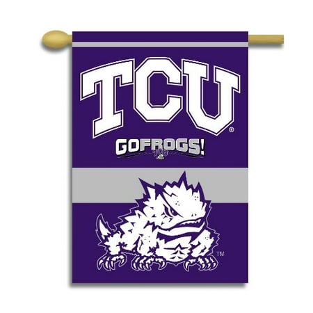 Pole Sleeve House - Durable TCU Horned Frogs Two Sided with Liner House Banner with 3