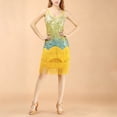 thumbnail image 5 of IWRICH Women's Dance Dress Tassel Salsa Dancewear Sequin Fringe Dress Modern Ballroom Outfits Yellow One Size, 5 of 6